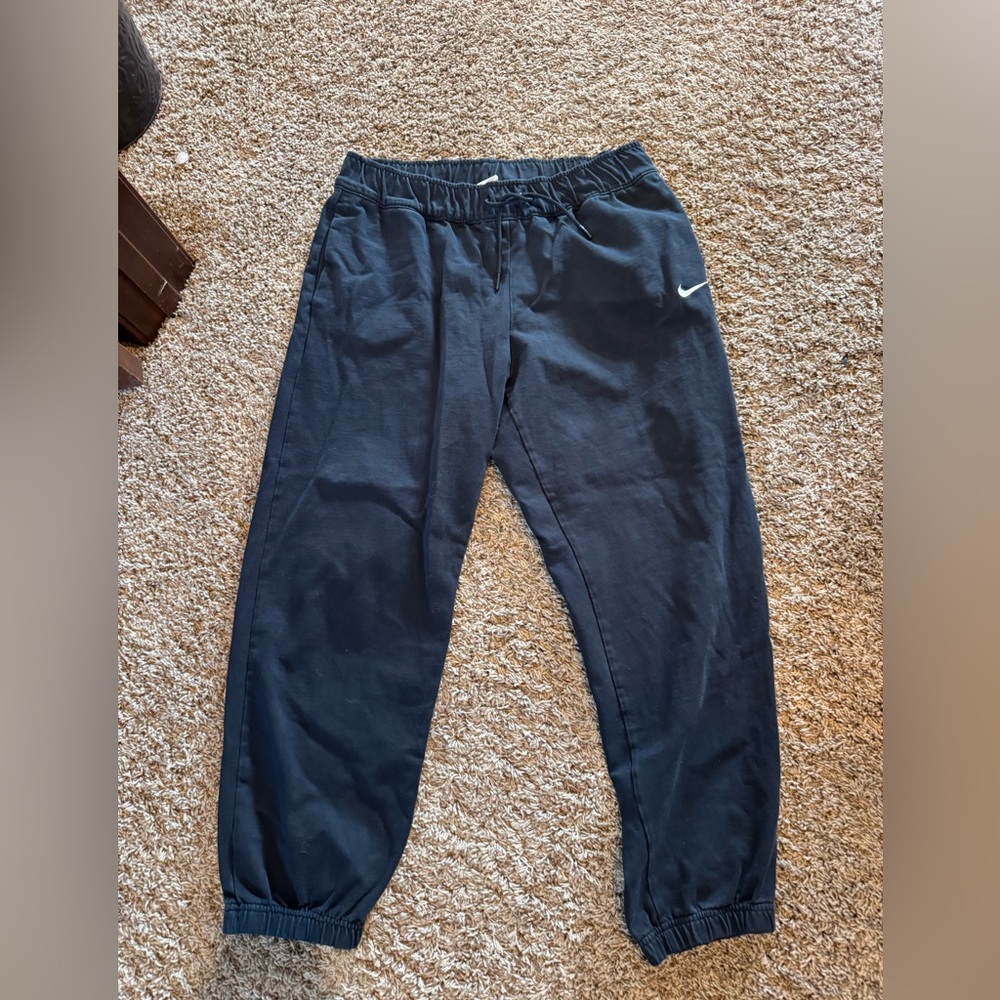 Nike Men's Black Sweatpants with White Swoosh